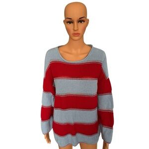 BDG Red and Blue Striped Women's Sweater